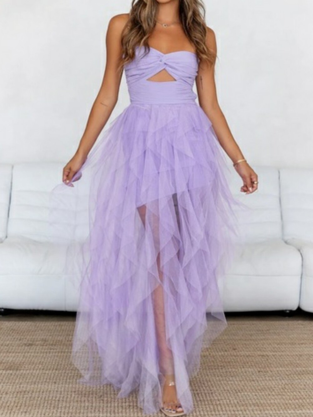 Hello Molly NWT In Her Fairytale Tulle Strapless Maxi Dress Purple Sz 4 (Small)